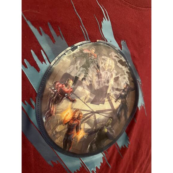 Marvel Comics Avengers Endgame T-Shirt Boy XXL Iron Man Thor Hulk Graphic Red - Picture 5 of 9